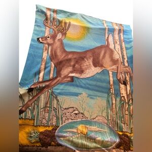 Vintage Whitetail Deer Fleece Blanket Throw 50 x 60 Inches 2 Sided All Season